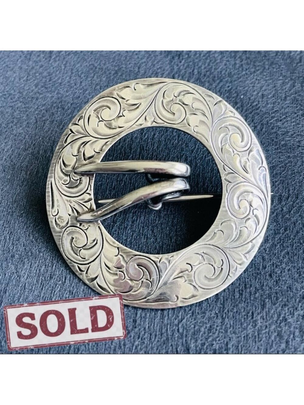 🎉Sold🎉 Antique Victorian Sterling Silver Sash Buckle Pin Ornate Brooch